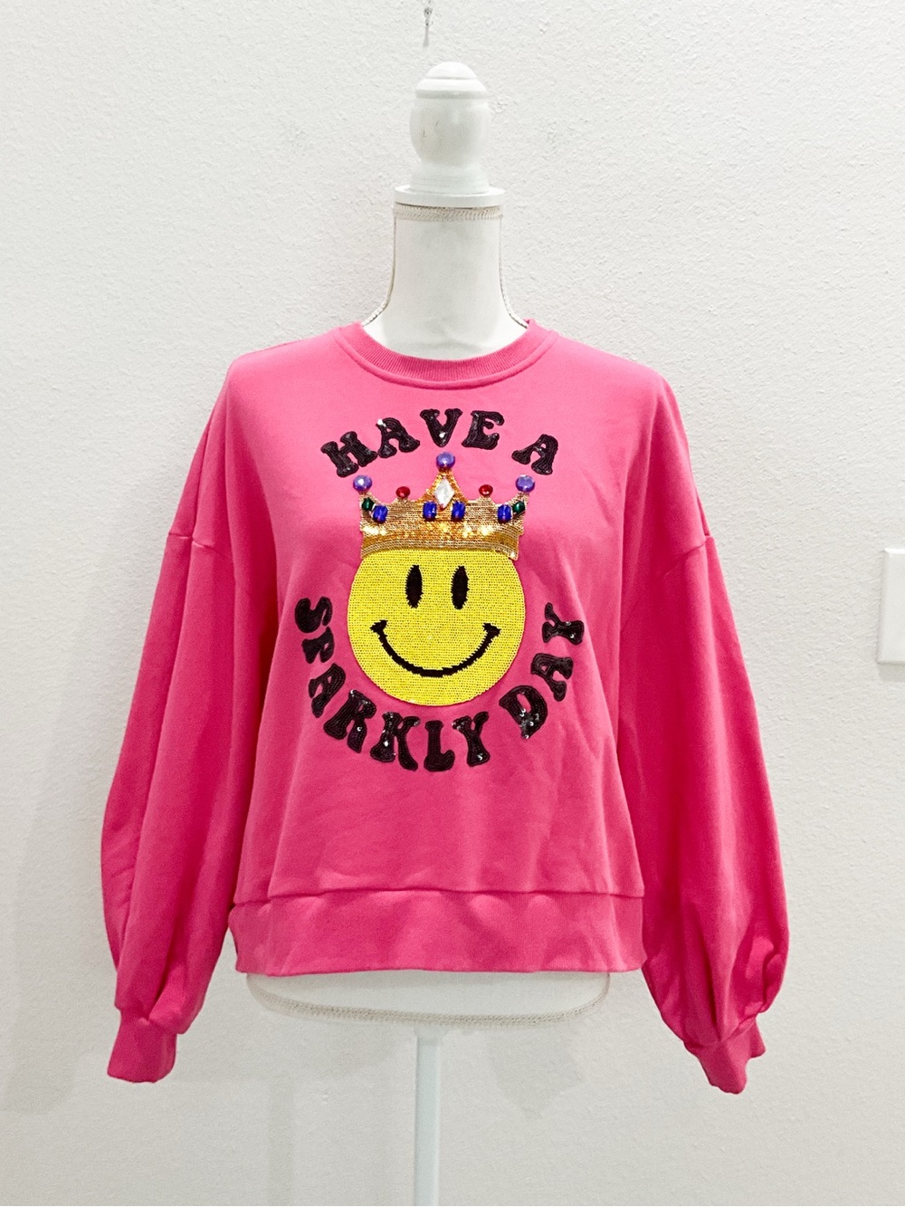 QUEEN OF SPARKLES Have A Nice Day Sweatshirt Size XS - Picture 3 of 8